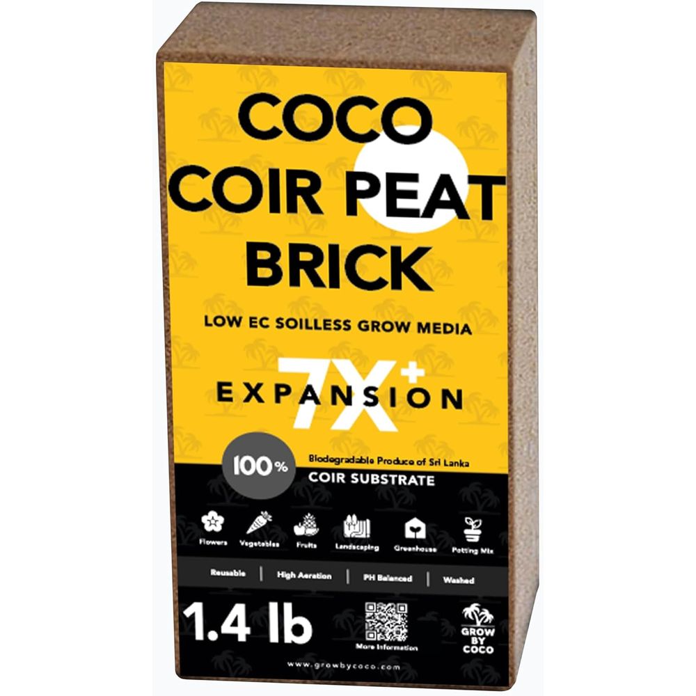 Substrate Coconut Fiber - 650g 브릭 - 프리미엄 유기농 페트
