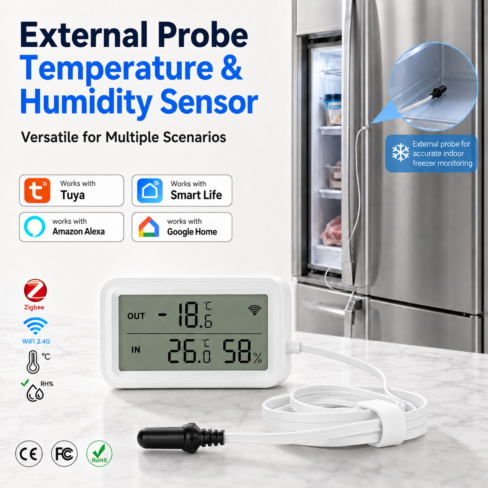 외부 방수 프로브 온도 습도 센서 Tuya WiFi L - Digital Hygrometer Probe 리뷰 및 가격